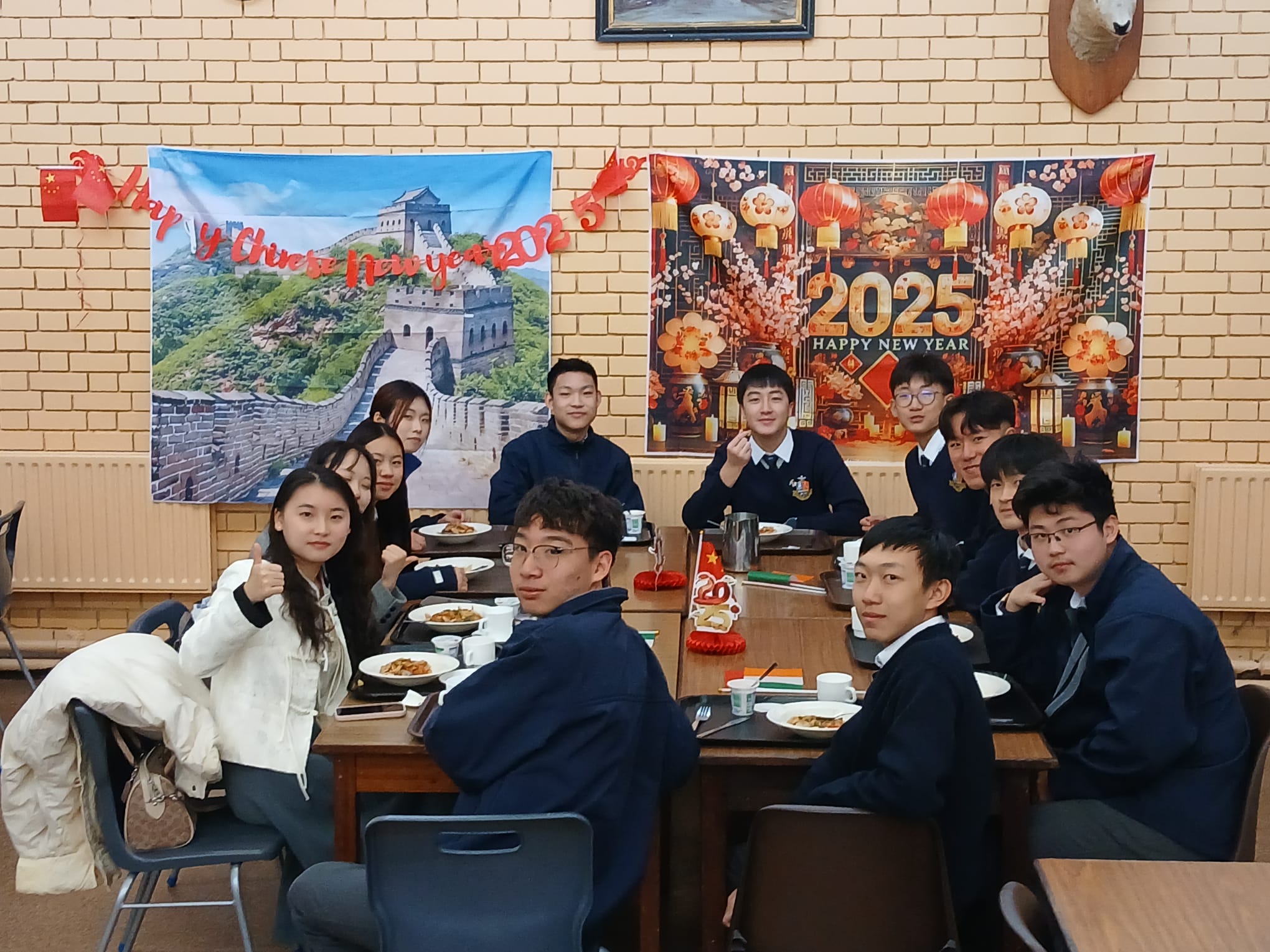 Chinese students enjoying lunch